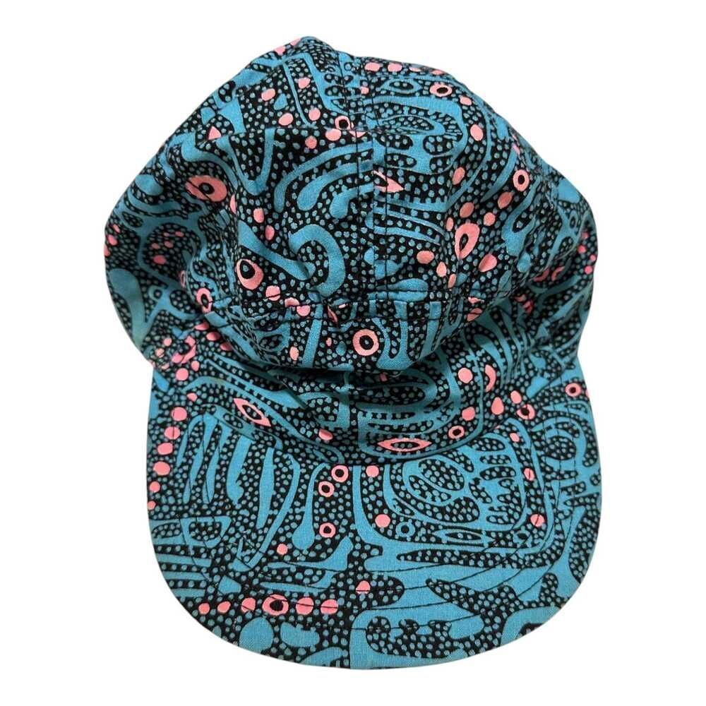 Vintage Abstract‎ Pink & Blue Stretch Hat Made In USA Beach Festival Art
